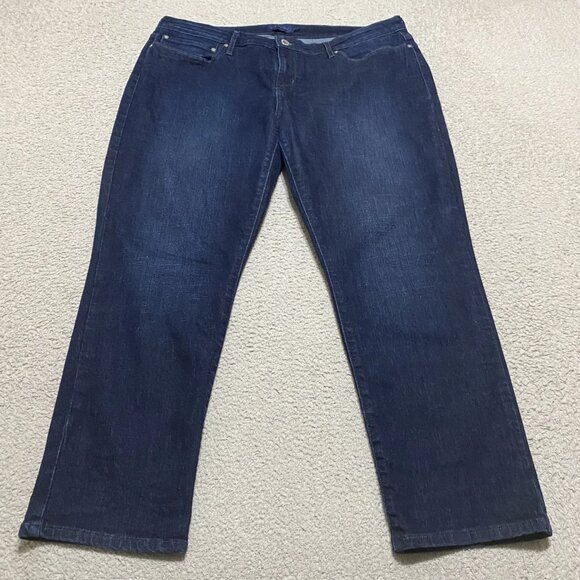 Levis Jeans Womens 18W Plus Blue Denim Dark Wash Straight Demi Curve High Rise - Picture 1 of 13